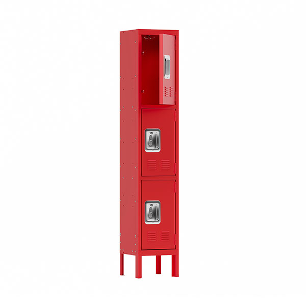 Red Three-door Locker